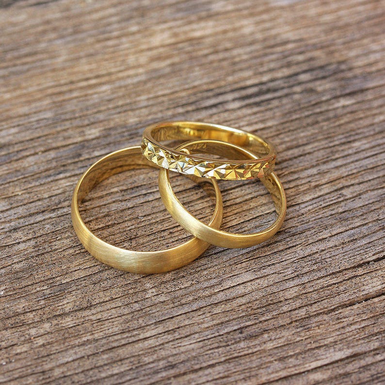 Unique Gold Wedding Ring Women Gold Wedding Bands Thin Gold - Etsy