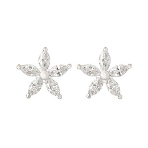 Pendientes de oro y diamantes marquesa naturales auténticos, pendientes florales, pendientes inspirados en la naturaleza, pendientes pequeños y medianos, regalo para ella