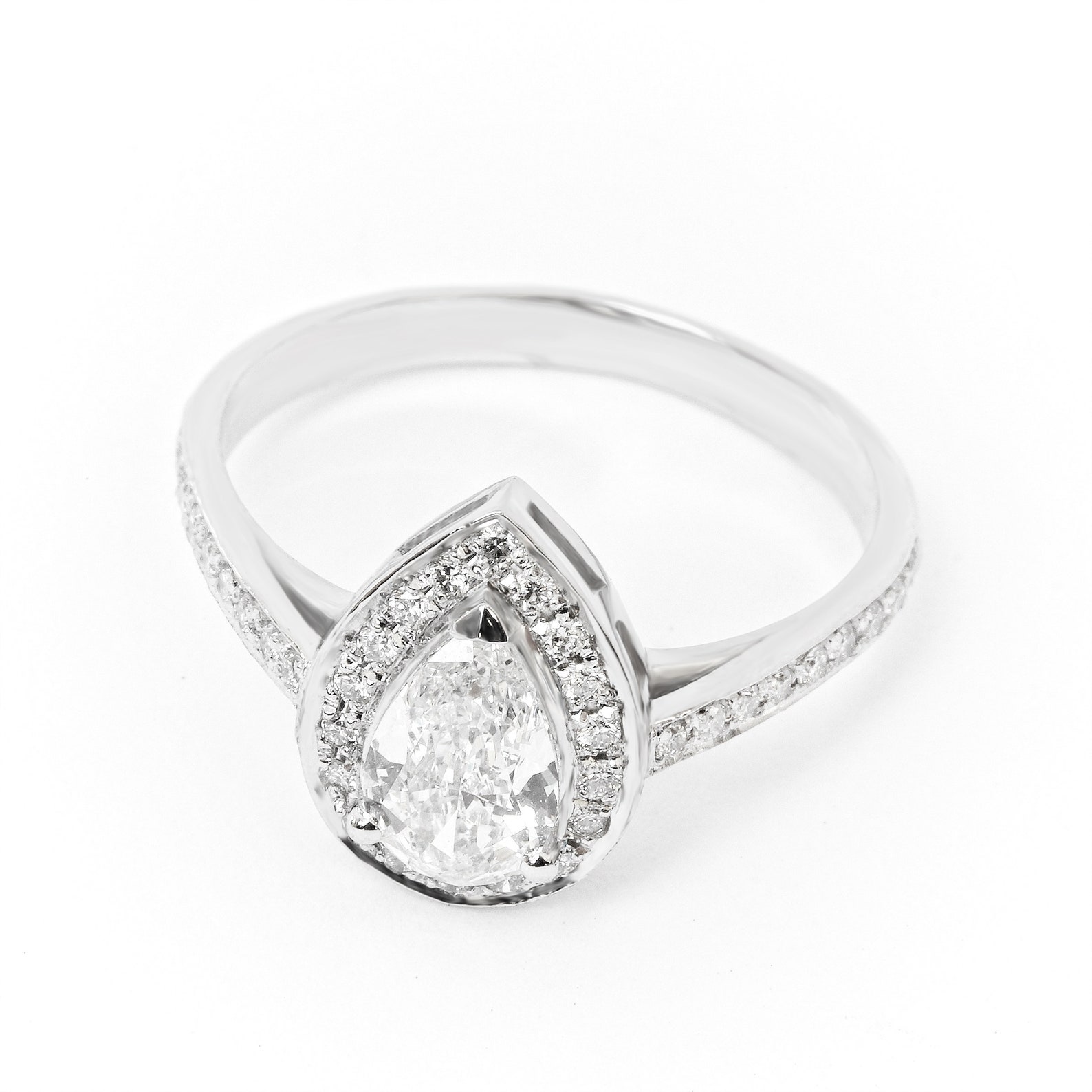 Pear 0.7ct Diamond Engagement Ring Diamond Halo Unique Etsy Canada