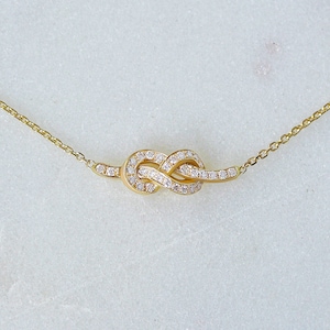 Mini infinity love knot diamond necklace