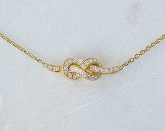 Mini infinity love knot diamond necklace