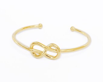 Infinity Bangle Bracelet Knot Gold Cuff Bangle, Diamond Cuff Bracelet, Back To School Jewelry, Love Friendship, Bridesmaid Gift Ideas