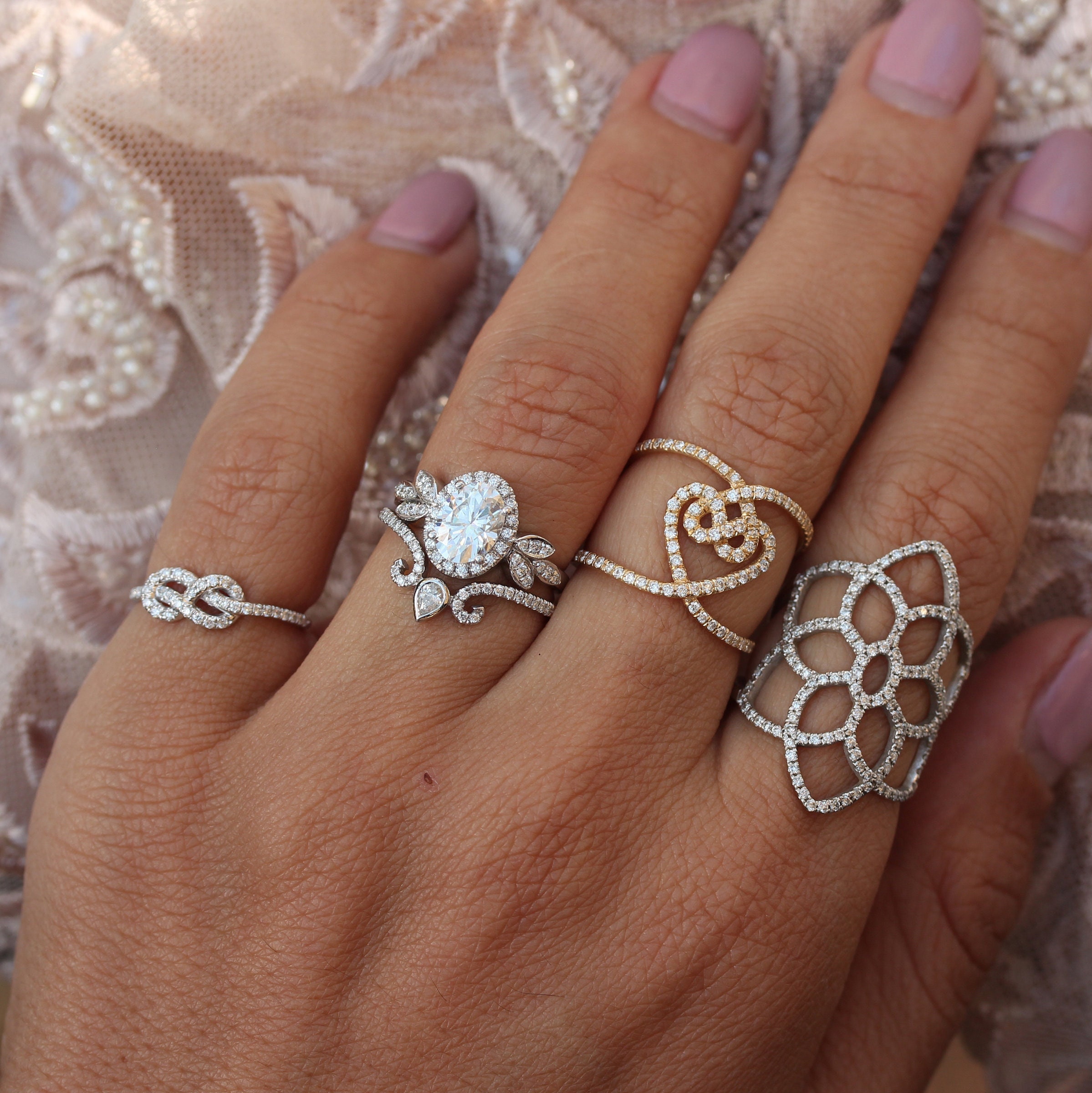 Crossed Ring in Silver Vermeil with Diamonds 2,2cm. TOUS