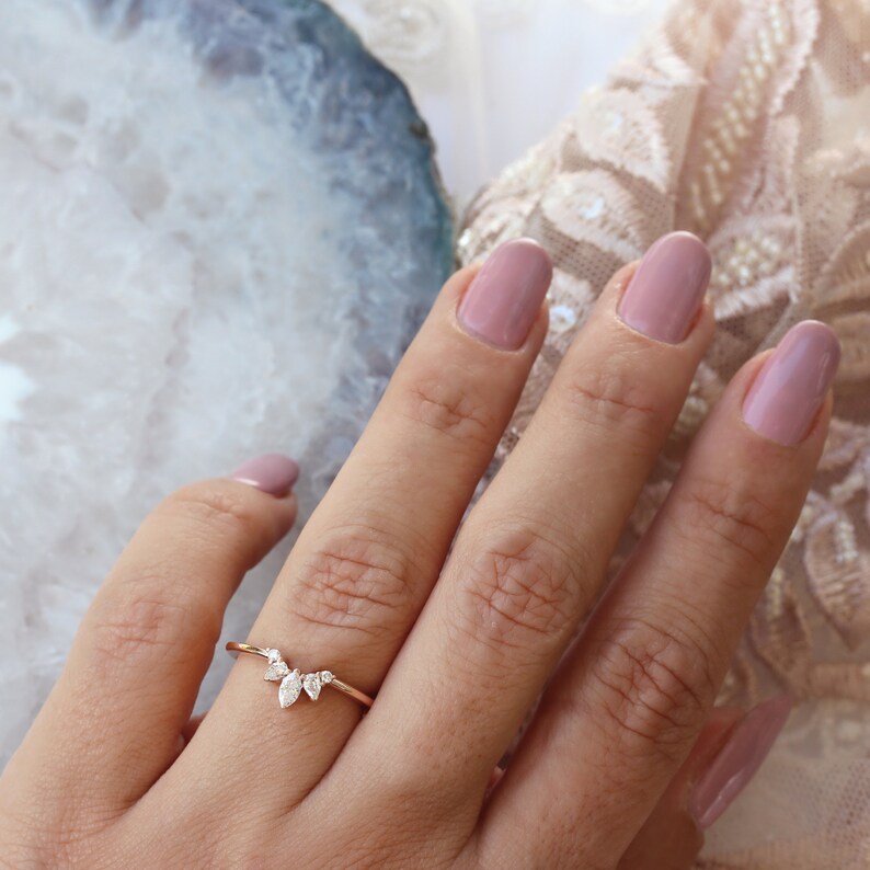 Curved Diamond Nesting Ring Engagement Ring Enhancer 14K or Etsy