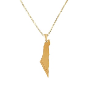 Israel Map Gold Halskette Am Israel Chai, Hebraw &quot;Ich habe kein anderes Land&quot; stehe mit Israel. Jüdischer Schmuck Made in Israel