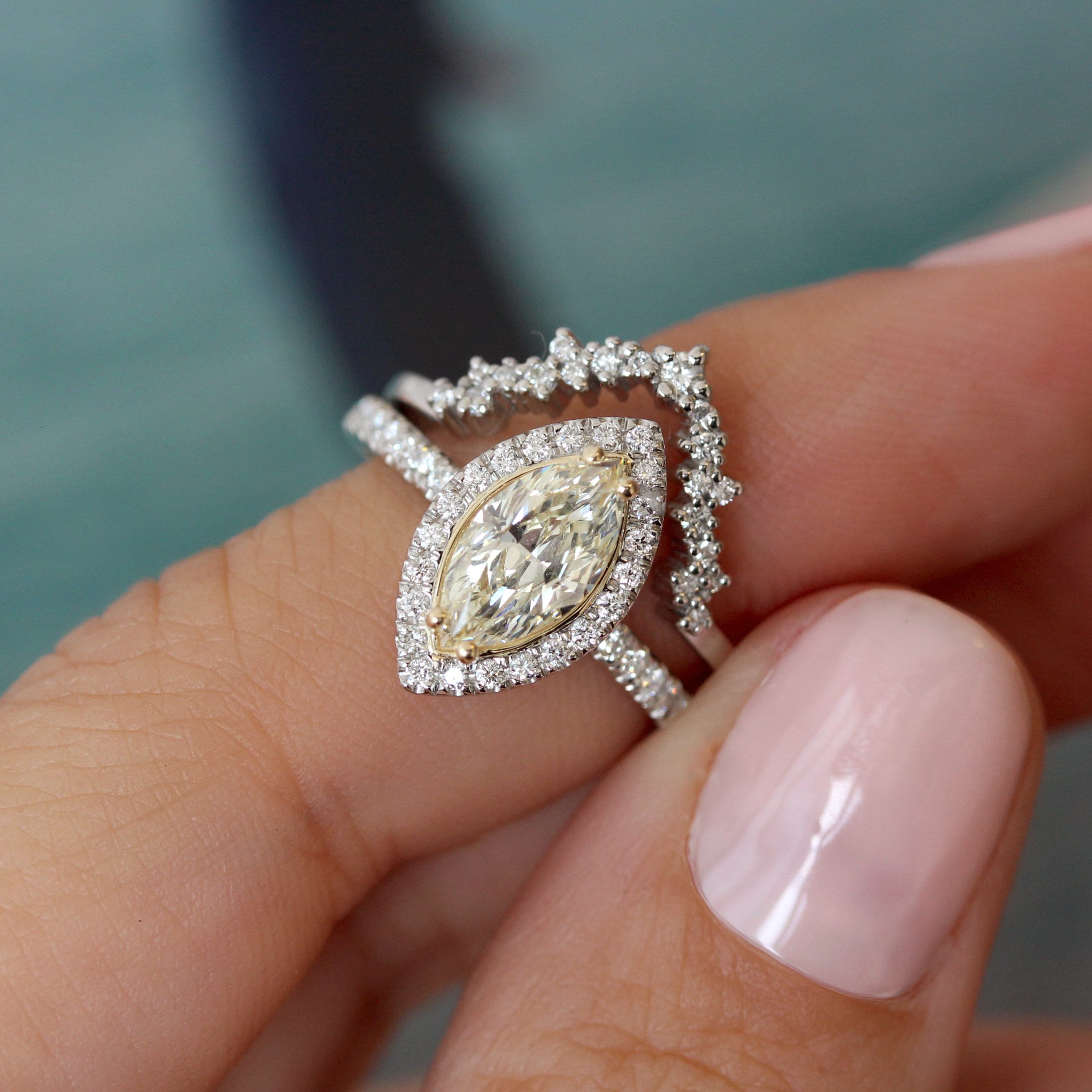 Double halo marquise engagement ring best sale