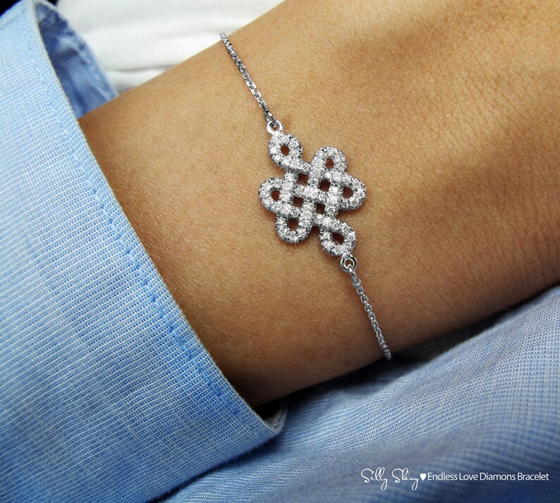 Tibetan Endless Love Knot Diamond Bracelet Infinity Knot Etsy