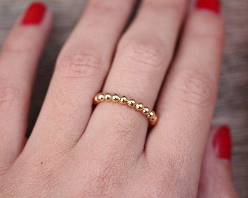 Gold Bubbles Wedding Band Gold Beads Wedding Ring Women Etsy