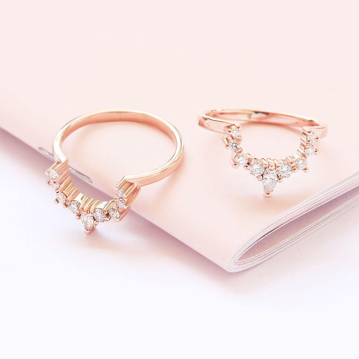 Nesting Diamond Ring Crown Diamond Wedding Ring Crown Halo Etsy