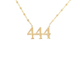 Collar dorado con el número angelical 444, cadena de cuentas, joyería de protección espiritual, regalo para ella
