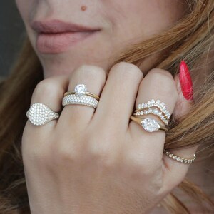 Genuine 14K Solid Gold Diamond Signet Ring, Pinky Ring, Pave Diamond Ring, Statement Jewelry, Gift for Her