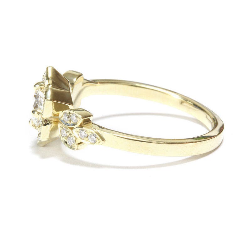 Flower Diamond Engagement Ring 'lily' Unique Diamond Etsy