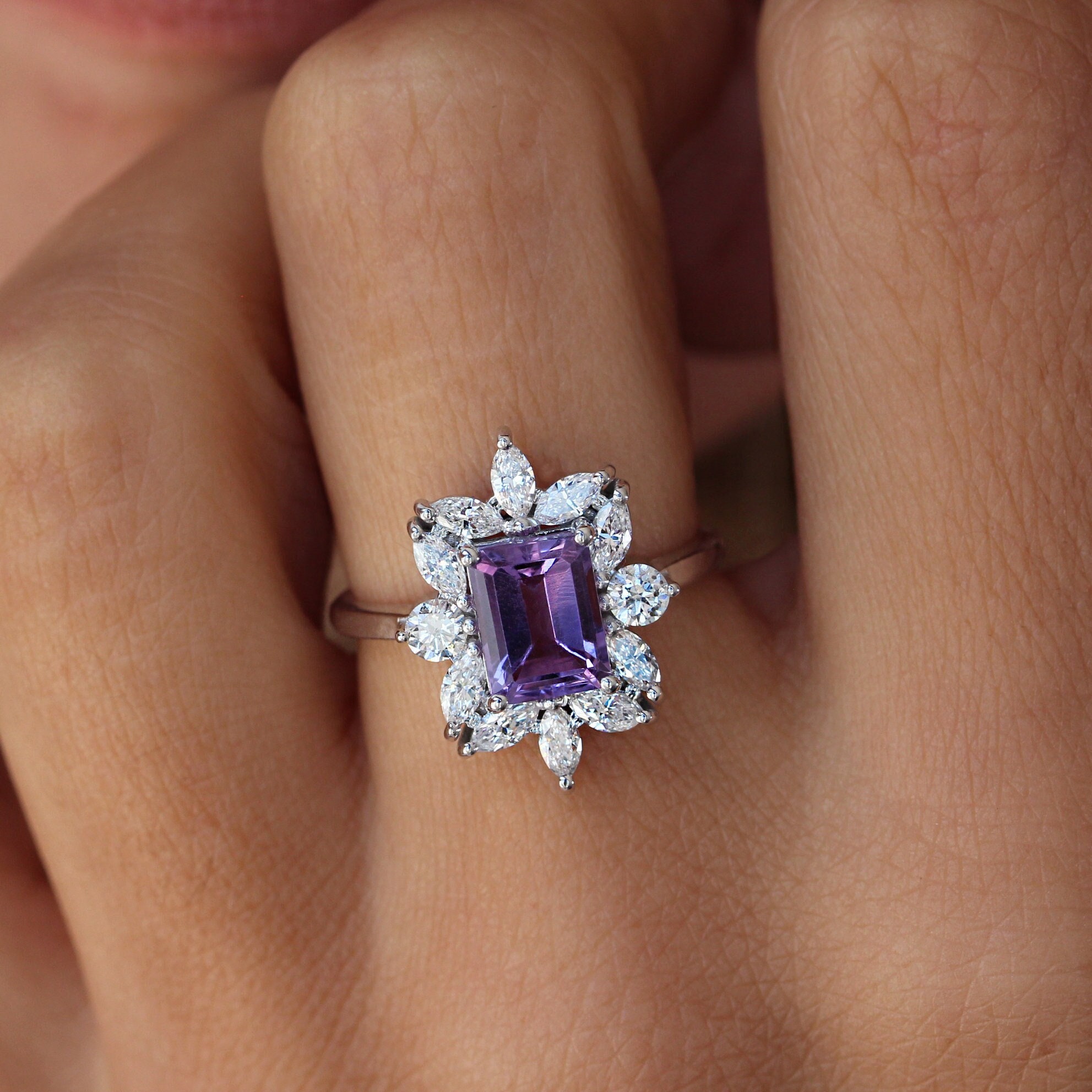 Anello In Argento Con Ametista Naturale - 6 Carati - Pietra Certificata - Regolabile, Uomo/Donna, Scopi Astrologici