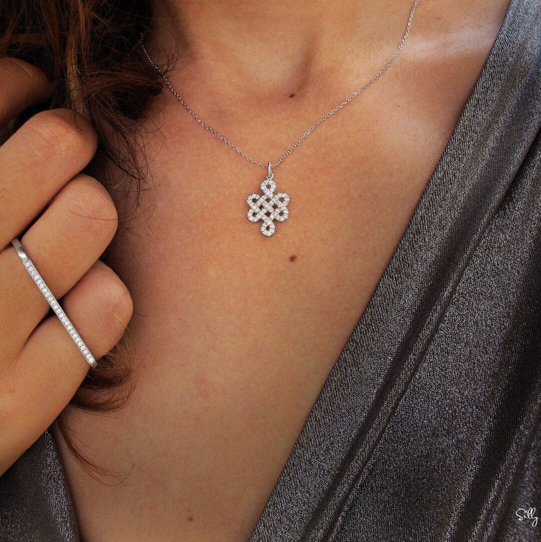 14?Kゴールドダイヤモンドカットラブノットネックレス(イエローゴールドROローズゴールド)並行輸入品 UNOAERRE ウノアエレ ペンダントトップ ラブノット 恋結び LOVE