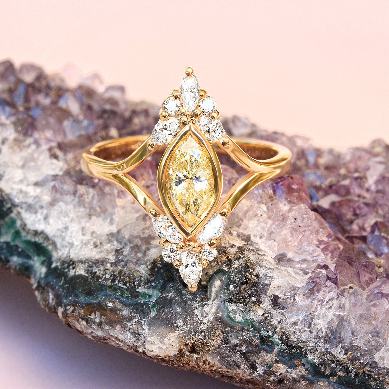 Yellow diamond sale marquise ring