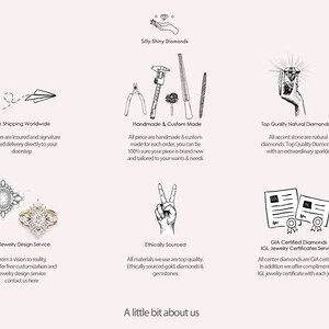 May include: A graphic illustration of a diamond ring with a large center stone and smaller stones on the band. The illustration is surrounded by text that reads "Free Jewelry Design Service" and "From a vision to reality, We offer free customization and jewelry design service contact us here".