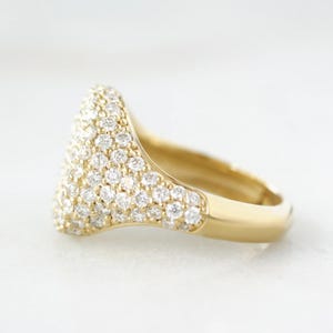 Genuine 14K Solid Gold Diamond Signet Ring, Pinky Ring, Pave Diamond Ring, Statement Jewelry, Gift for Her
