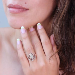 1.5ct Oval Real Diamond Halo Wedding Ring Set | 2-Ring Design with 0.75ct Accents | GIA Certified | Free Shipping & Engraving | Glory