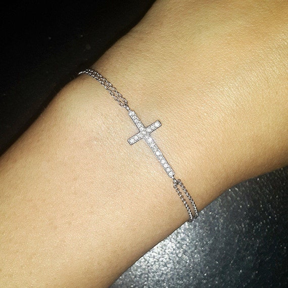 Diamond sideways cross bracelet deals