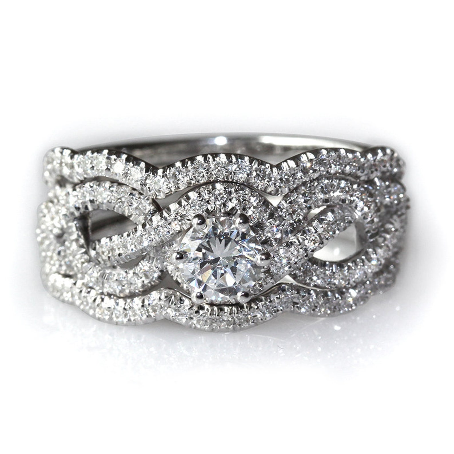 Infinity Knot Unique Engagement Rings Set Three Rings Bridal Etsy