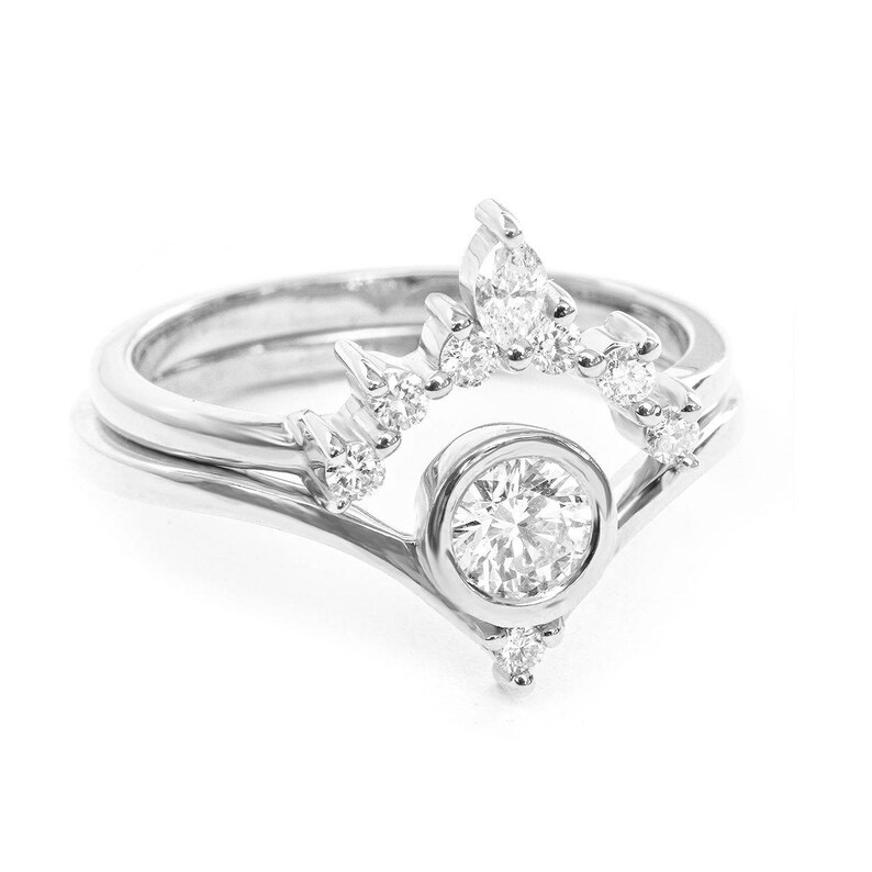 Diamond Wedding Ring Set Unique Engagement Ring Set Bridal Etsy