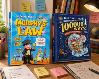 La Ley de Murphy + 100 000 Porqués / Paquete definitivo de libros de ciencia y sabiduría para niños / Set de tapa dura ilustrado con dibujos animados para el aprendizaje STEM
