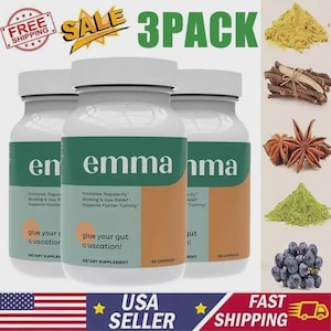 3 Pack Emma Gut Health Supplement 180 Capsules for Bloating Relief & Leaky Gut image 1
