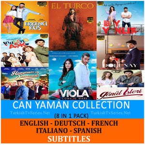 Can Yaman Collection (8 in 1 pack) El Turco + Bay Y. + Dolunay + Erkenci K. + Gonul Isl. + Hangimiz S. + Inadina Ask + Viola in USB