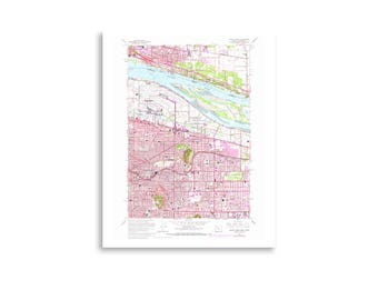 Vintage East Portland 1961 Topo Map Print – Mt. Tabor Quadrangle History Wall Art