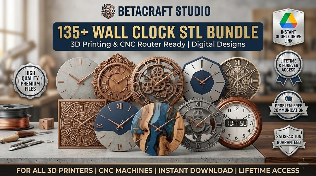 Wall Clock Design Pack 135+ | CNC & 3D Printing - Etsy