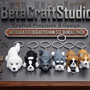 Articulated Dog Keychain STL Bundle Pack | 100+ Flexi Animal 3D Print Files | Commercial License