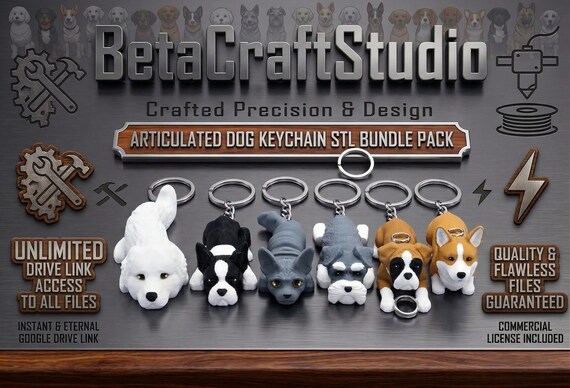 Articulated Dog Keychain STL Bundle Pack | 100+ Flexi Animal 3D Print Files | Commercial License