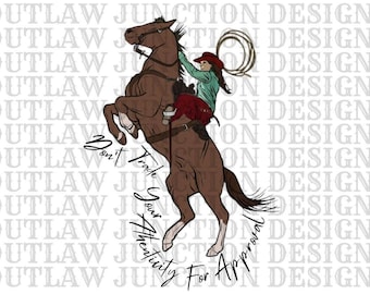 Cavaleiro a Cavalo no Estilo Western PNG, Design de Autenticidade (Download Digital)