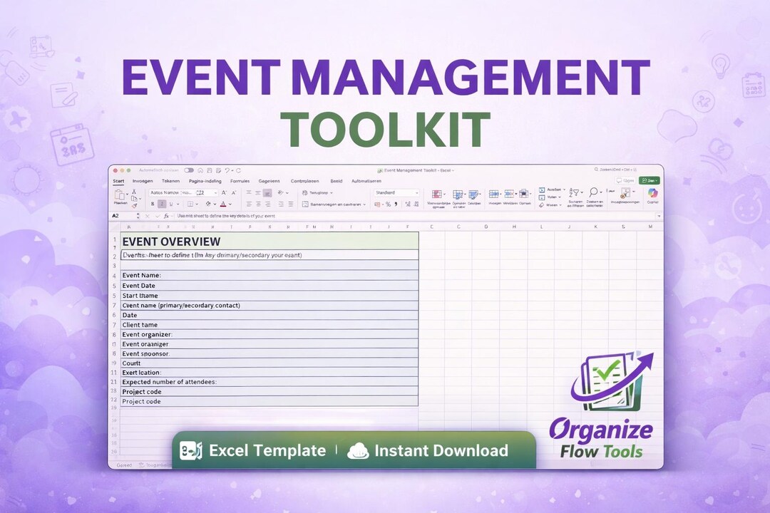 Event Management Toolkit Excel Spreadsheet | Budget, Task, Schedule ...