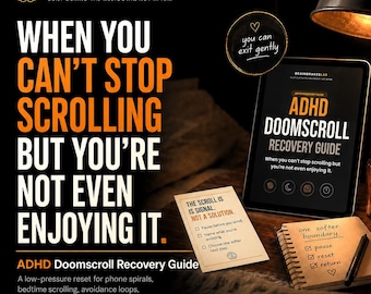 ADHD Doomscroll Recovery Guide | Phone Addiction Reset Workbook + Interactive Tool | Printable PDF