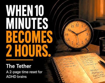 ADHD Time Blindness Tool, Task Timer + Micro Step Planner PDF & Interactive Tool