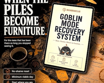 Cahier d'exercices pour le nettoyage du TDAH | Goblin Mode Recovery pour le burn-out (PDF imprimable + interactif)