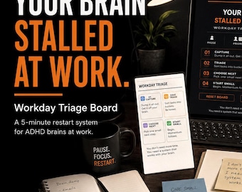 ADHD Workday Triage Board | Herstartprogramma in 2 minuten, afdrukbare pdf