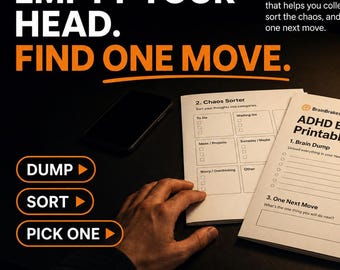 Bundel ADHD Brain Dump-werkblad | Interactieve HTML-tool + invulbare pdf | Planner resetten overweldigen