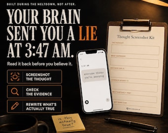 ADHD Emotional Regulation Workbook | Thought Screenshot Journal | Printable PDF