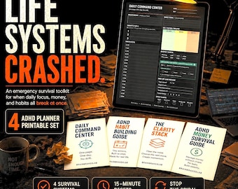 ADHD Daily Planning Toolkit | Command Center, Habit Tracker + Money System | Printable PDF + Interactive Tool