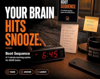 ADHD Morning Routine Reset, Printable PDF + Interactive Tool for Executive Dysfunction