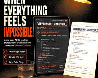 Everything Feels Impossible Reset Sheet | ADHD Overwhelm Worksheet for Executive Dysfunction | Printable PDF