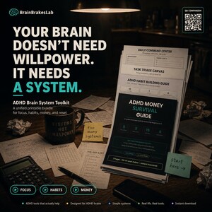 ADHD Planner Printable Bundle | Daily Planner, Habit Tracker, Money System & Brain Reset PDF