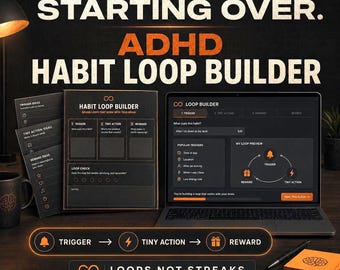 ADHD Habit Loop Builder | Executive Dysfunction Tracker (Printable PDF + Interactive Tool)
