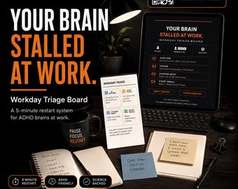 ADHD Workday Triage Board | 2-Minute Restart Tool, Printable PDF