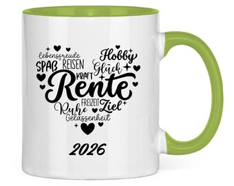 Personalisierte Rente Tasse |  Abschied Ruhestand Geschenk | Geschenk zum Renteneintritt, Rente Geschenk | Rentner Geschenk | Wortherz Rente