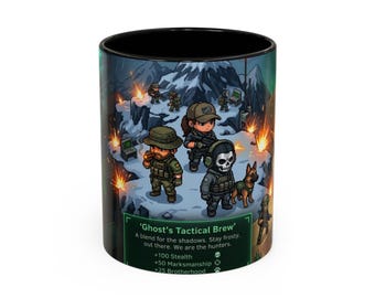 Pixel Art Military Task Force Coffee Mug | Tactical Ops Gaming Design | 11oz 15oz Ceramic Mug | FPS Gamer Gift | Special Forces