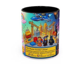 Pixel Art Block City Coffee Mug | Building Block Animation Design | 11oz 15oz Ceramic Mug | Construction Fan Gift | Animated Movie Art