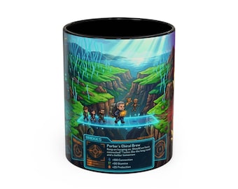 Pixel Art Post-Apocalyptic Delivery Coffee Mug | Survival Courier Game Design | 11oz 15oz Ceramic Mug | Sci-Fi Gaming Gift